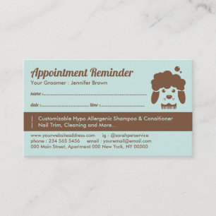 Wellness-Center Salon Ernennung Dog Groomer Visitenkarte
