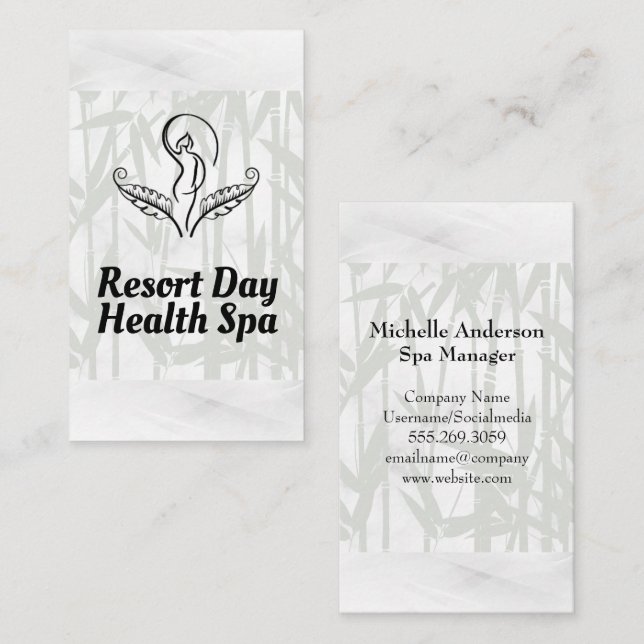 Wellness-Center-Salon-Logo | Hintergrund von Bambo Visitenkarte (Vorne/Hinten)