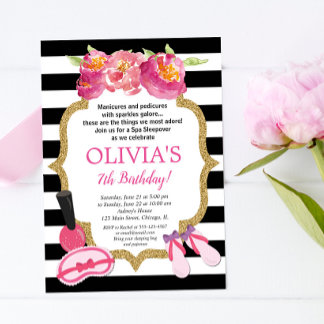 Wellness-Center Sleepover Geburtstagsparty Einladung