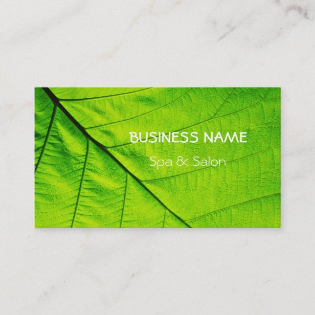 Wellness-Center und Salon Green Leaf Visitenkarte (Vorderseite)