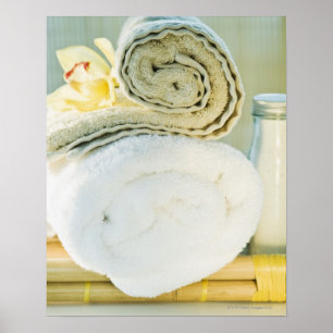Wellness-Centertücher und tropische Blume Poster