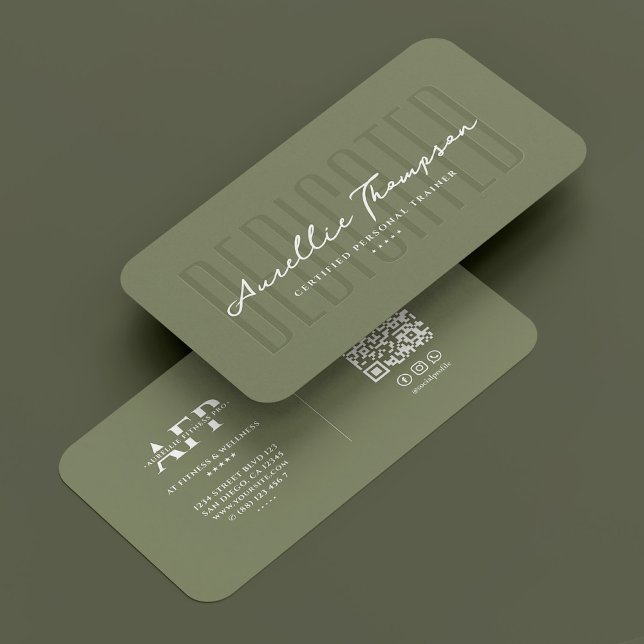 Wellness Coach Moderne Personal Trainer Sage Green Visitenkarte (Wellness Coach Modern Personal Trainer Sage Green Business Card
)