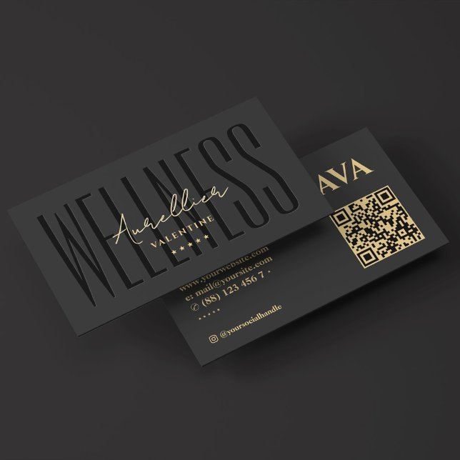 Wellness Coach Personal Trainer Schwarzer Minimalw Visitenkarte (Wellness Coach Personal Trainer Black Minimal Business Card
)
