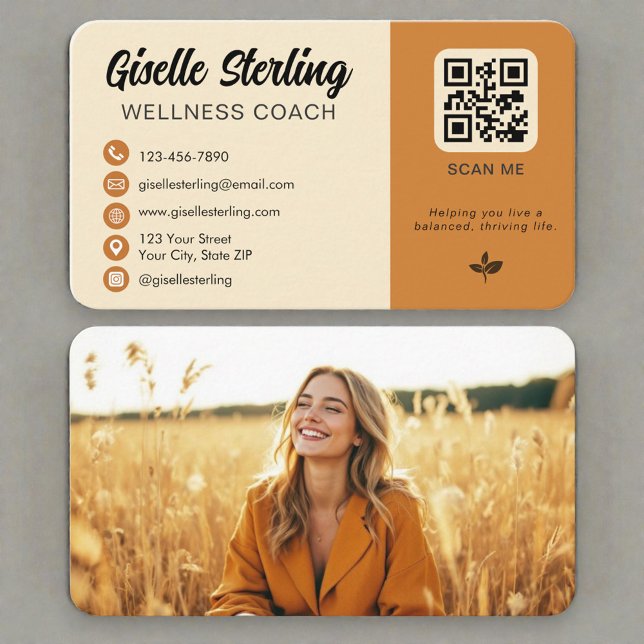 Wellness Coach Photo QR Code Visitenkarte (Von Creator hochgeladen)