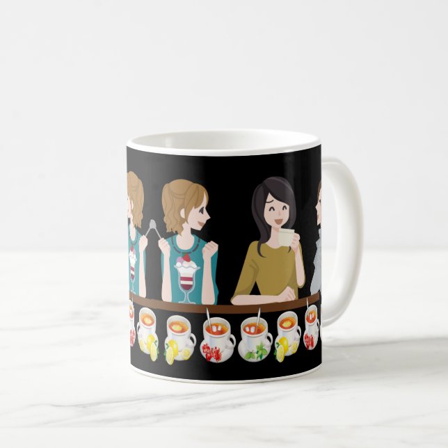 Wellness mit Ladys Tea Time Kaffeetasse (VorderseiteRechts)
