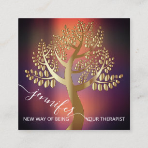 Wellness-WELLNESS-CENTER QR Goldene Tree des Livin Quadratische Visitenkarte
