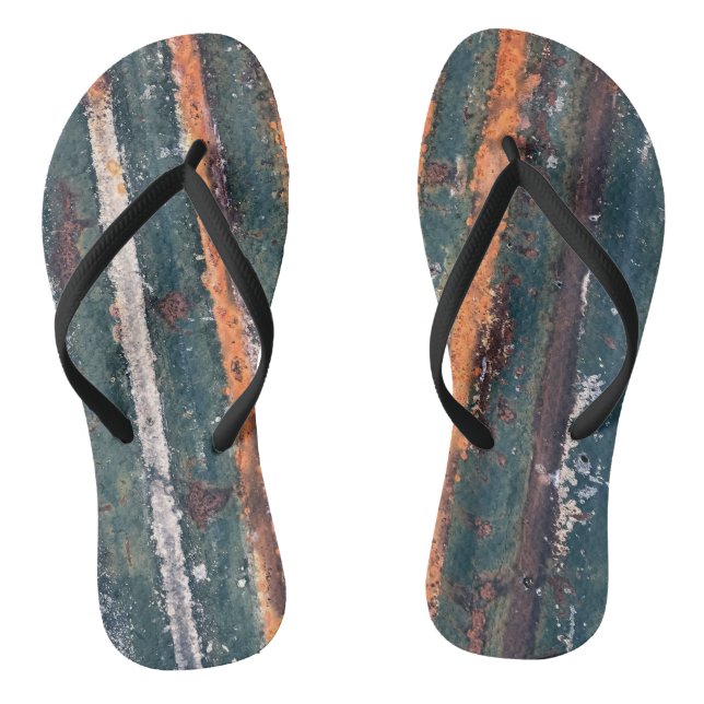 Wellrost bedrückt Textur blau grün rot Flip Flops (Fußbett)