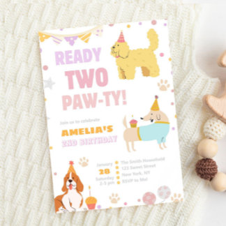 Welpe 2. Geburtstag Fertigstellung 2 Pawty Dog The Einladung