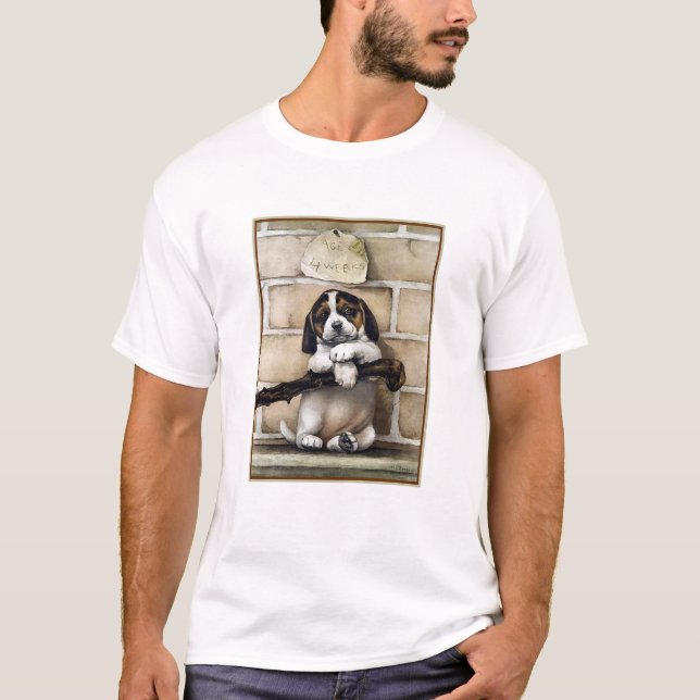 "Welpe, 4 Wochen alt" T-Shirt (Vorderseite)