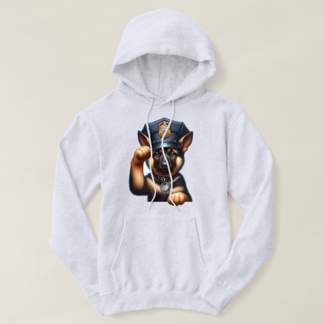 Welpe als Polizeibeamte mit Oberteil und Abzeichen Hoodie (Design vorne)