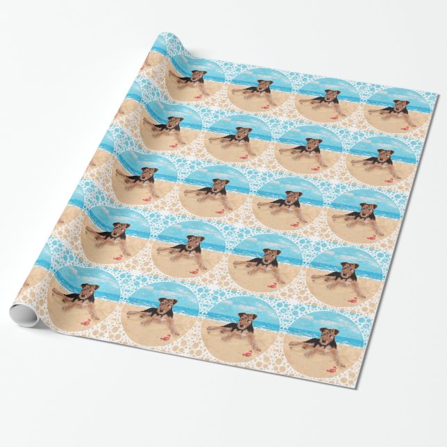 Welpe am Strand Geschenkpapier (Ungerollt)