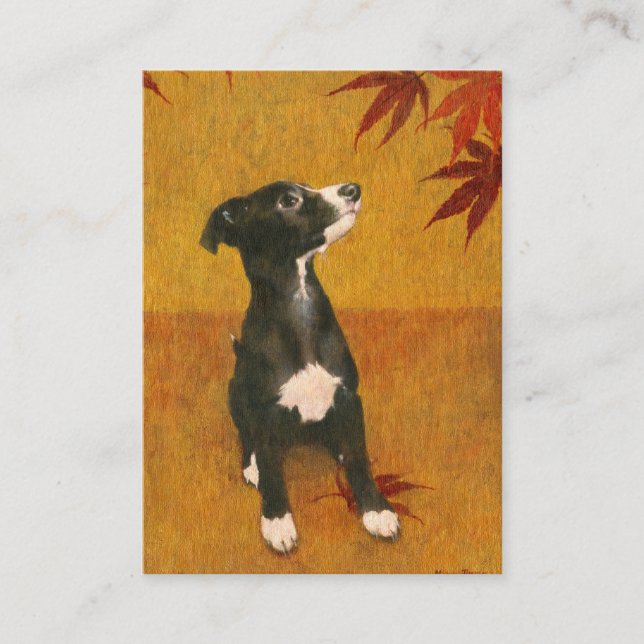 Welpe auf Gold ACEO Business Card Visitenkarte (Vorderseite)