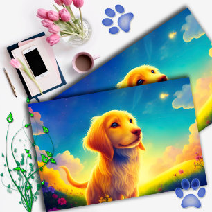 Welpe Blume Spaß machen Inspiration Feldhund Postkarte
