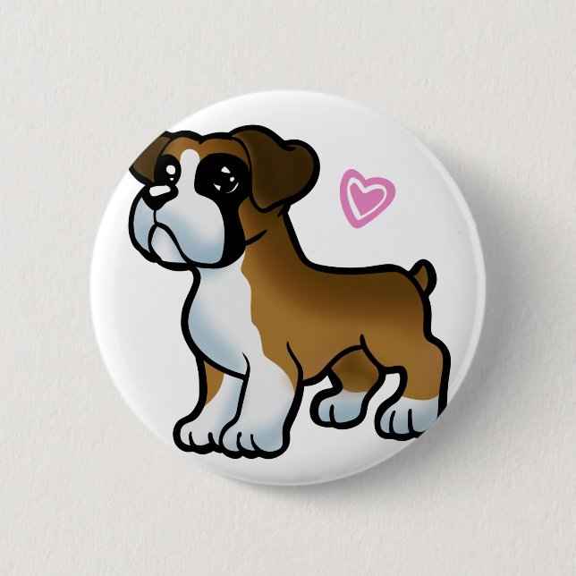 Welpe-Cartoon| Rückenfarbe Button (Vorderseite)