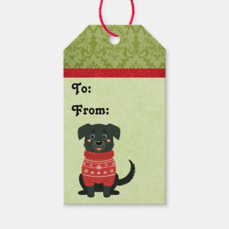 Welpe Christmas Black Dog Geschenkanhänger