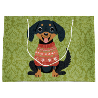 Welpe Christmas Dackel Weiner Santa Dog Große Geschenktüte