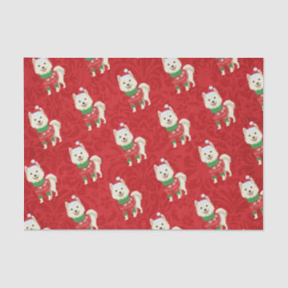 Welpe Christmas Husky Spitz Shiba Santa Dog Seidenpapier