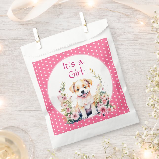 Welpe dachte, es ist ein Mädchen | Babydusche Geschenktütchen (Ausgeschnitten)