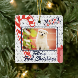 Welpe das erste Foto für Weihnachten individuelle  Keramikornament