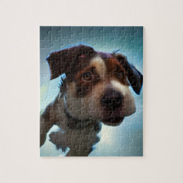 Welpe, die im Weltraum-Jigsaw-Puzzle läuft