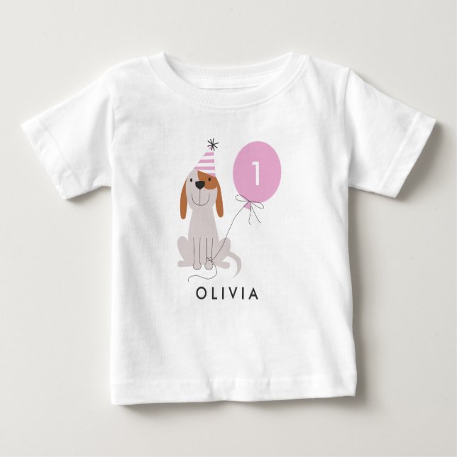 Welpe Dog Birthday Girl | Name des Lebensalters hi Baby T-shirt (Vorderseite)