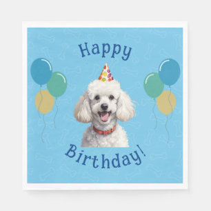 Welpe Dog Blue Birthday Paw-ty Serviette