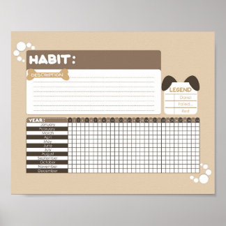 Welpe Dog Design Habit Tracker Poster