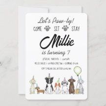 Welpe Dog Girl Birthday Pawty Einladung