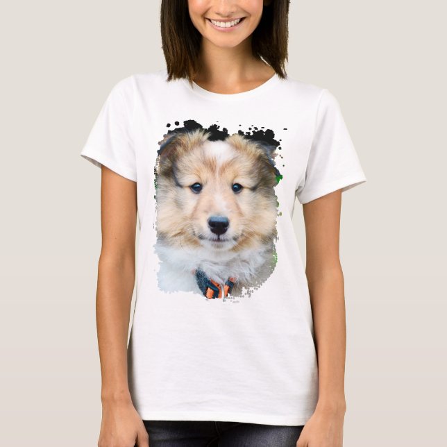 Welpe Dog Grunge Frame T - Shirt (Vorderseite)