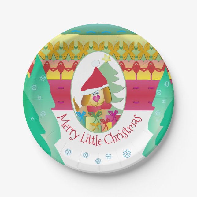 Welpe Dog Holiday Pappteller (Vorderseite)