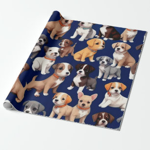 Welpe Dog Navy Blue Design Geschenkpapier