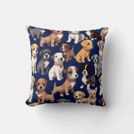 Welpe Dog Navy Blue Design Kissen