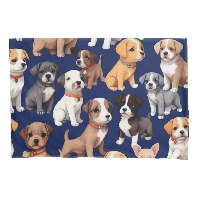 Welpe Dog Navy Blue Design Kissenbezug (Vorderseite)