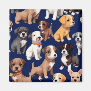 Welpe Dog Navy Blue Design Magnet