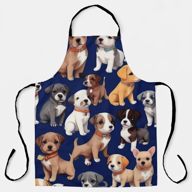 Welpe Dog Navy Blue Design Schürze (Vorderseite)