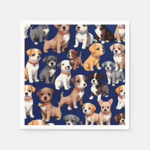 Welpe Dog Navy Blue Design Serviette