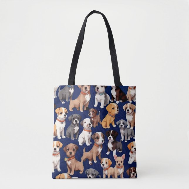 Welpe Dog Navy Blue Design Tasche (Vorderseite)