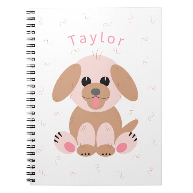 Welpe Dog Pastel Personalisierter Cartoon Einfach Notizblock (Vorderseite)