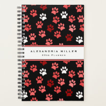 Welpe Dow Paw Print Black Pink White | Name und Ja