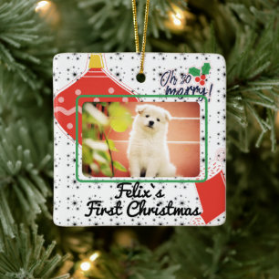 Welpe erste Weihnachts-individuelle Name Foto Jahr Keramikornament