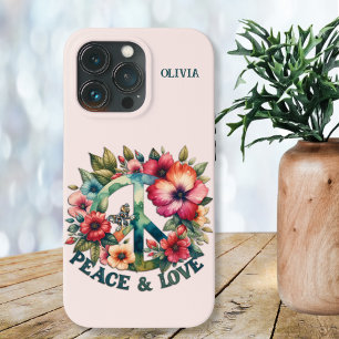 Welpe & Floral 70er Retro "Frieden & Liebe" Friede Case-Mate iPhone Hülle