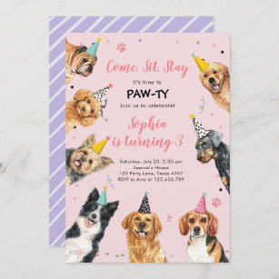 Welpe Geburtstag Einladung Hund Party Pawty Girl