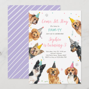 Welpe Geburtstag Einladung Hund Party Pawty Girl