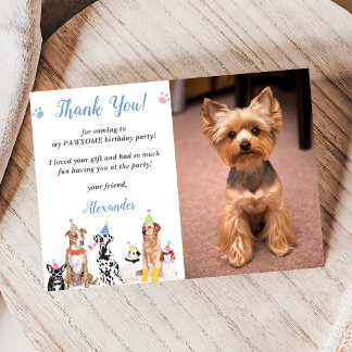 Welpe Hund Geburtstagsparty Danke, Ihr Card Foto Einladung