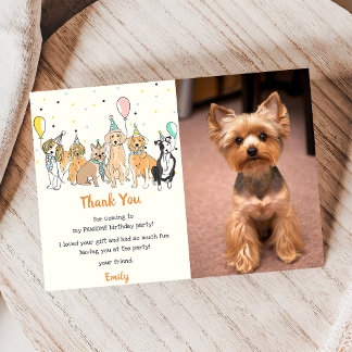 Welpe Hund Geburtstagsparty Danke Karte
