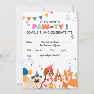 Welpe Hund Geburtstagsparty Welpenpau Einladungen