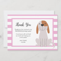 Welpe Hund Kindergeburtstag Rosa Danke Karte