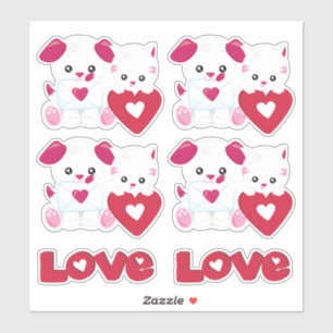Welpe Hund Kitty Cat Liebe Valentine Kinder Aufkleber