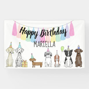 Welpe Hund Kleine Mädchen Geburtstagsparty Banner