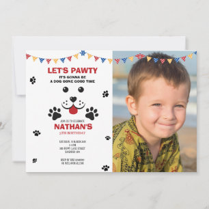 Welpe Hund Lasse Pawty Birthday Boy Foto Einladung